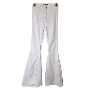 JC&JQ Jeans White Super Stretch High Rise Bell Bottom Flare Denim Pants Size Sm